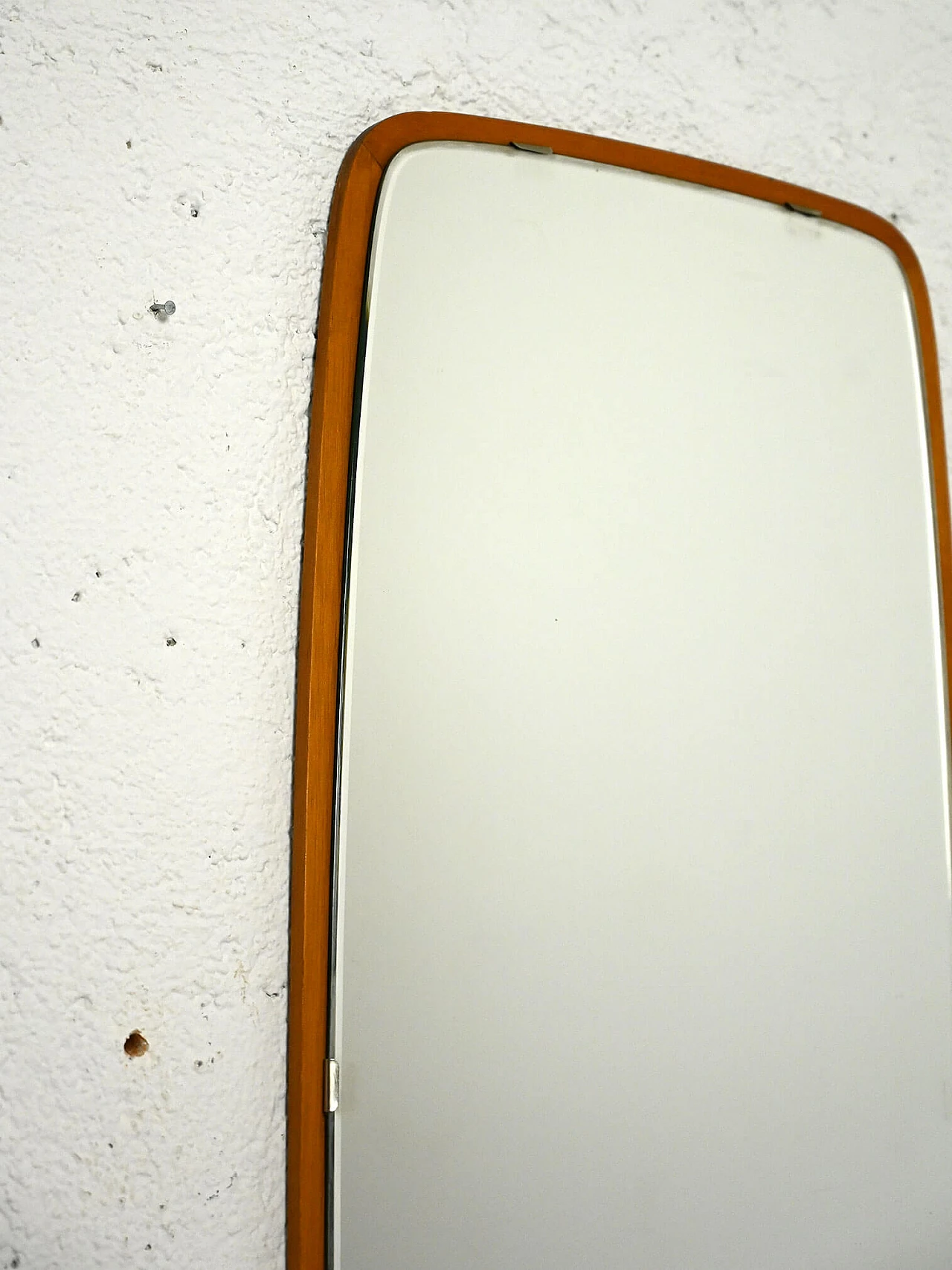 Scandinavian mirror with curved teak frame, 1960s 6