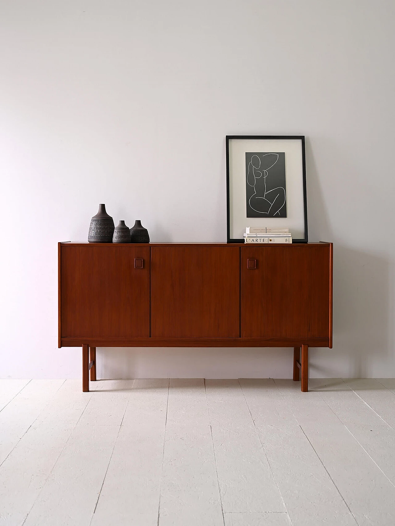 Scandinavian teak sideboard with two compartments, 1950s 1