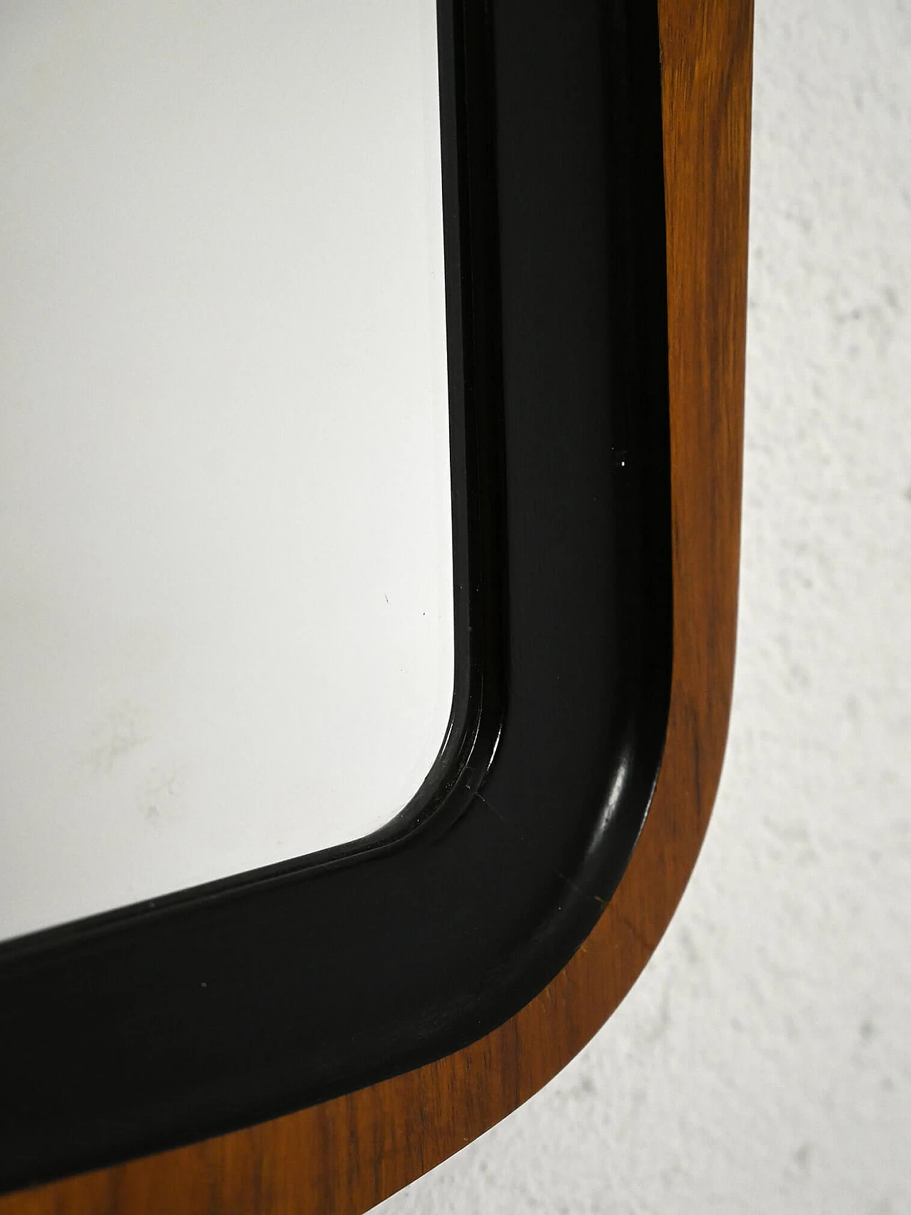 Scandinavian teak mirror with black detail, 1960s 5