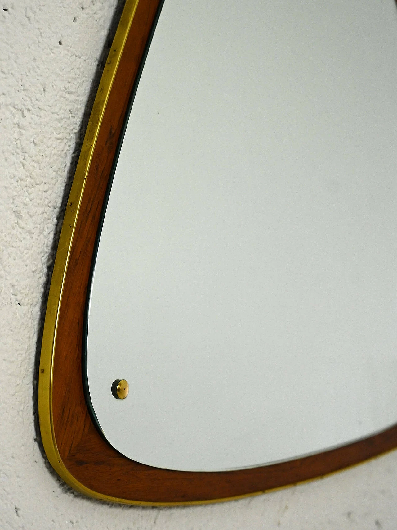 Specchio svedese triangolare in teak, anni '50 7