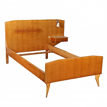 Maple single bed with shelf, 1950s