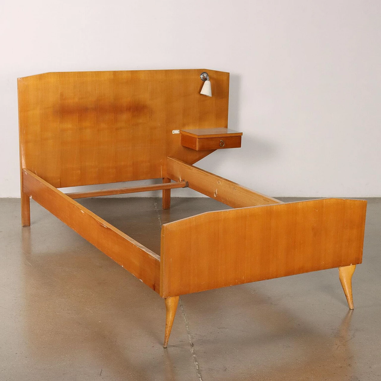 Maple single bed with shelf, 1950s 2