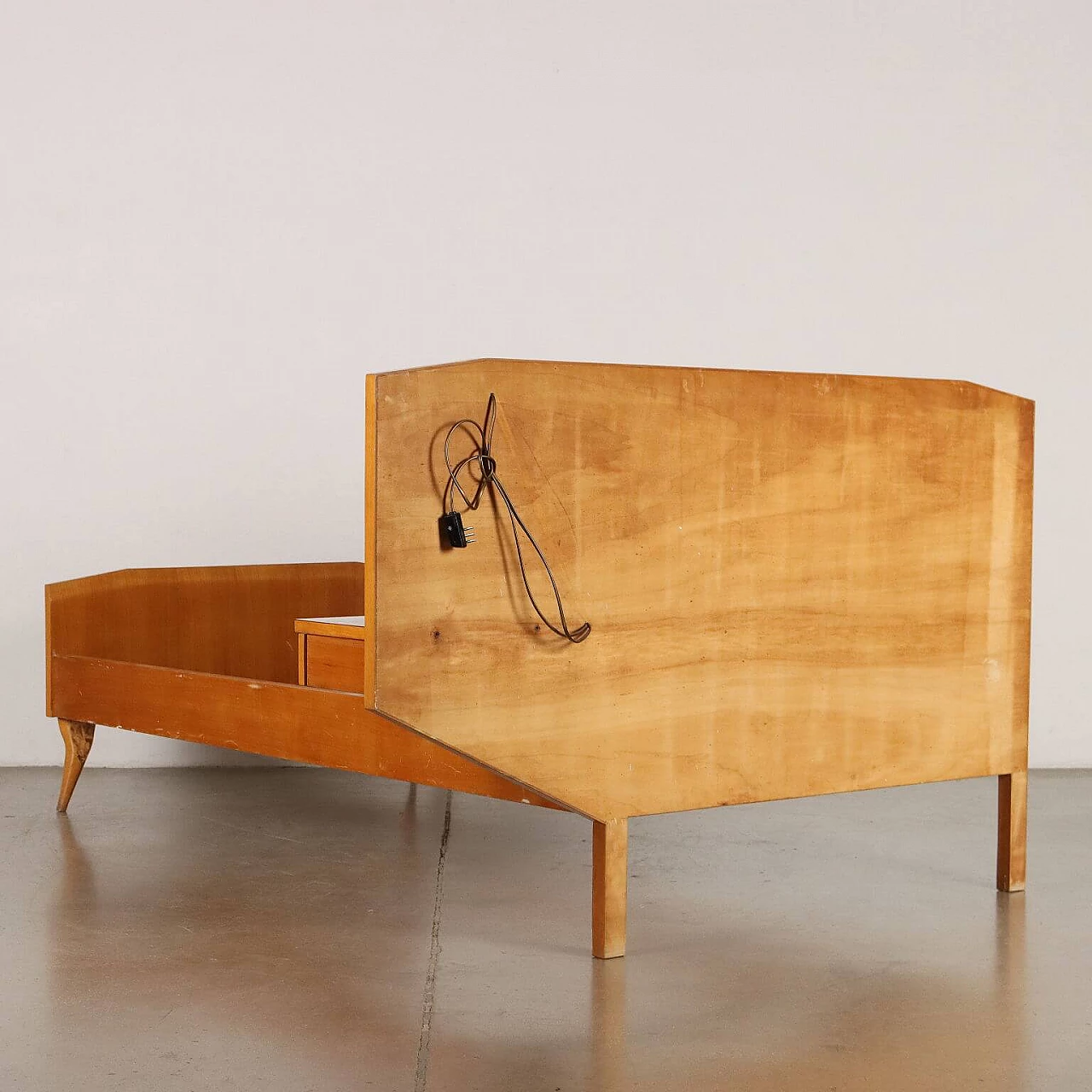 Maple single bed with shelf, 1950s 10