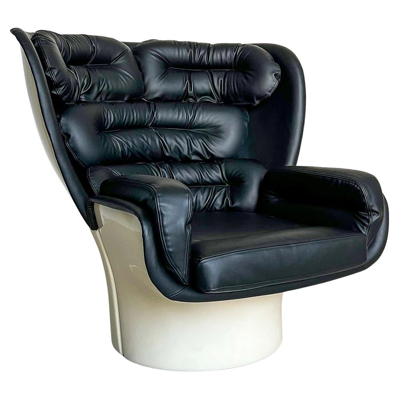 Elda black leather armchair by Joe Colombo for Comfort, 1960s 1