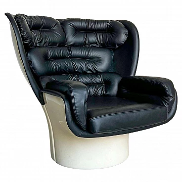 Elda black leather armchair by Joe Colombo for Comfort, 1960s