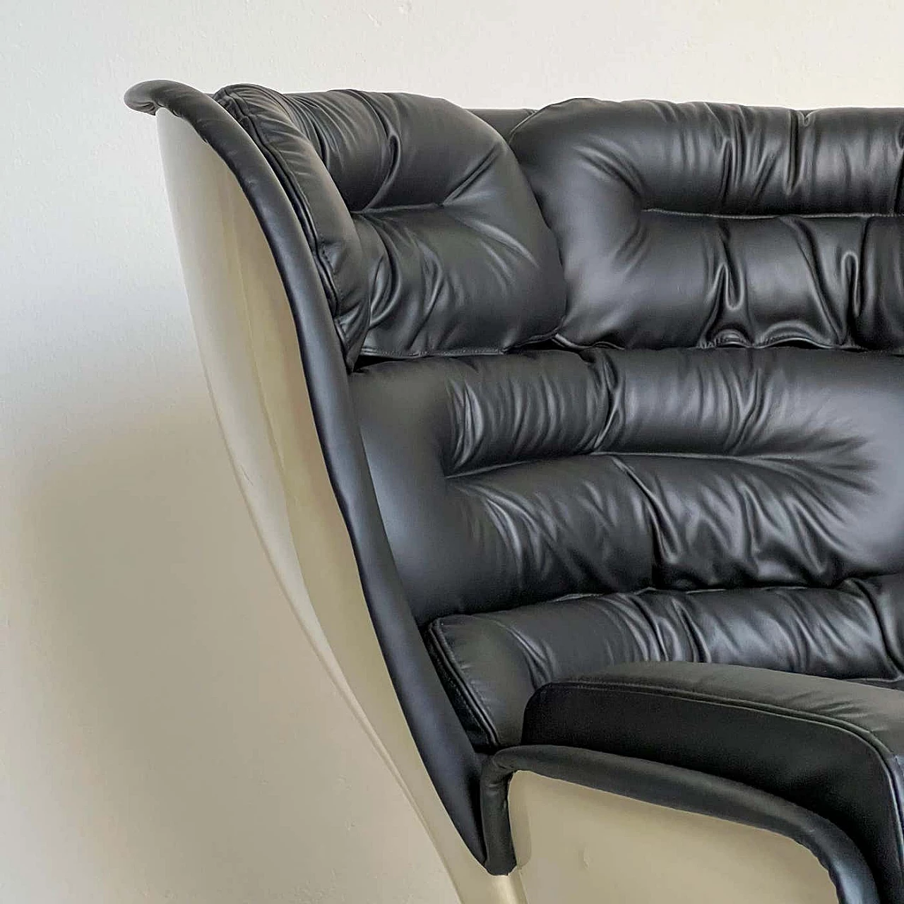 Elda black leather armchair by Joe Colombo for Comfort, 1960s 3