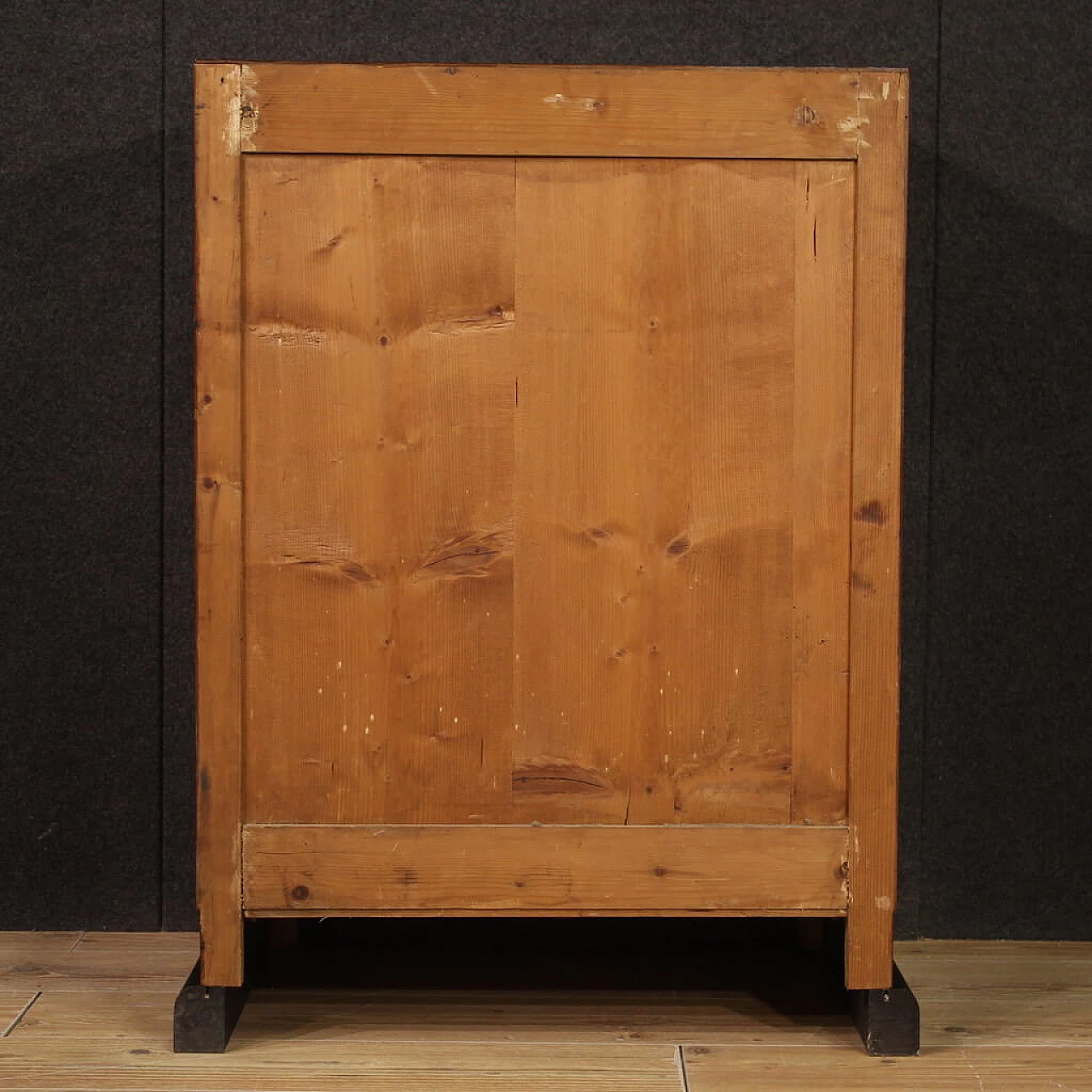 Art Deco walnut veneered and ebonized wood chest of drawers, 1960s 5