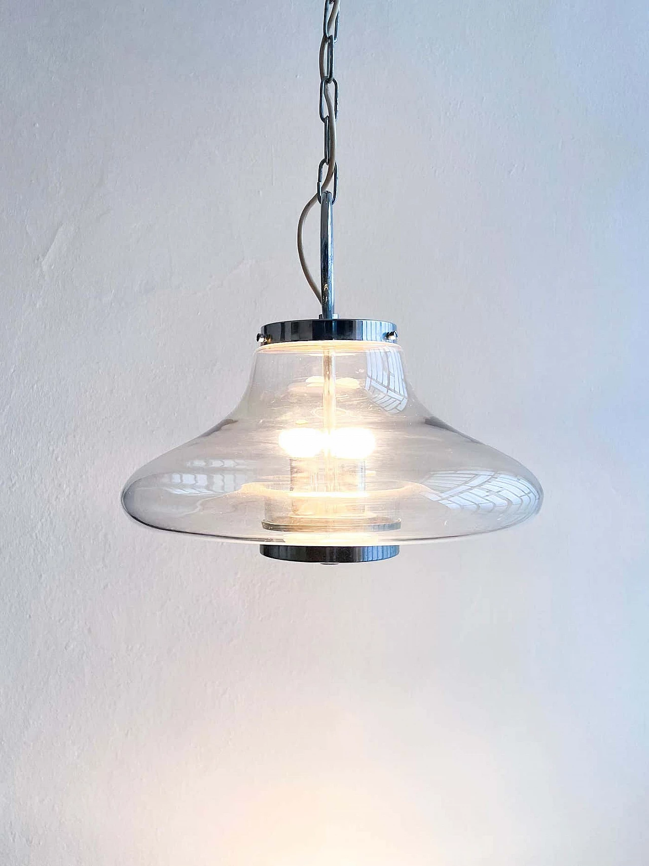 Lampadario Space Age in vetro in stile Mazzega, anni '70 1