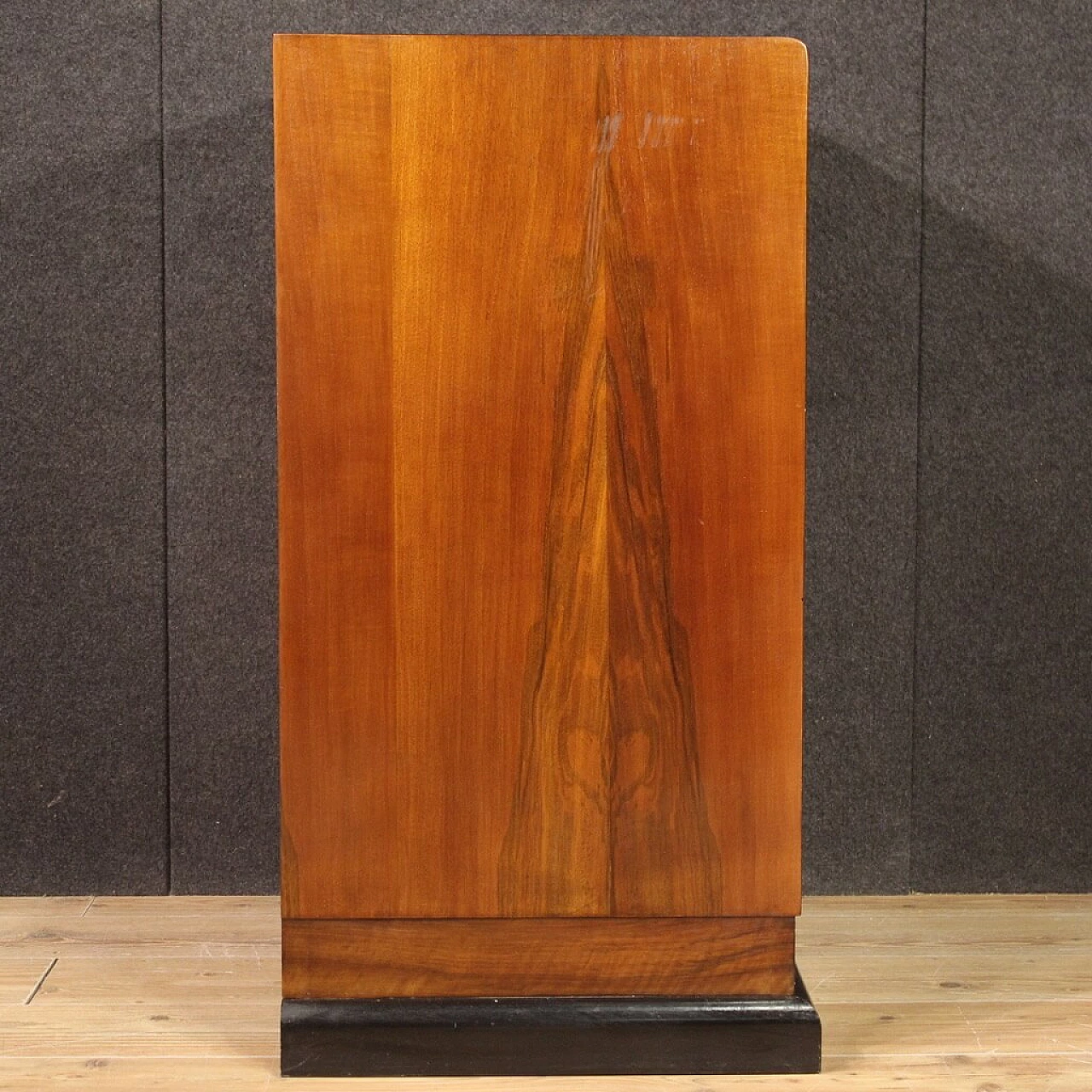 Art Deco walnut veneered and ebonized wood chest of drawers, 1960s 6