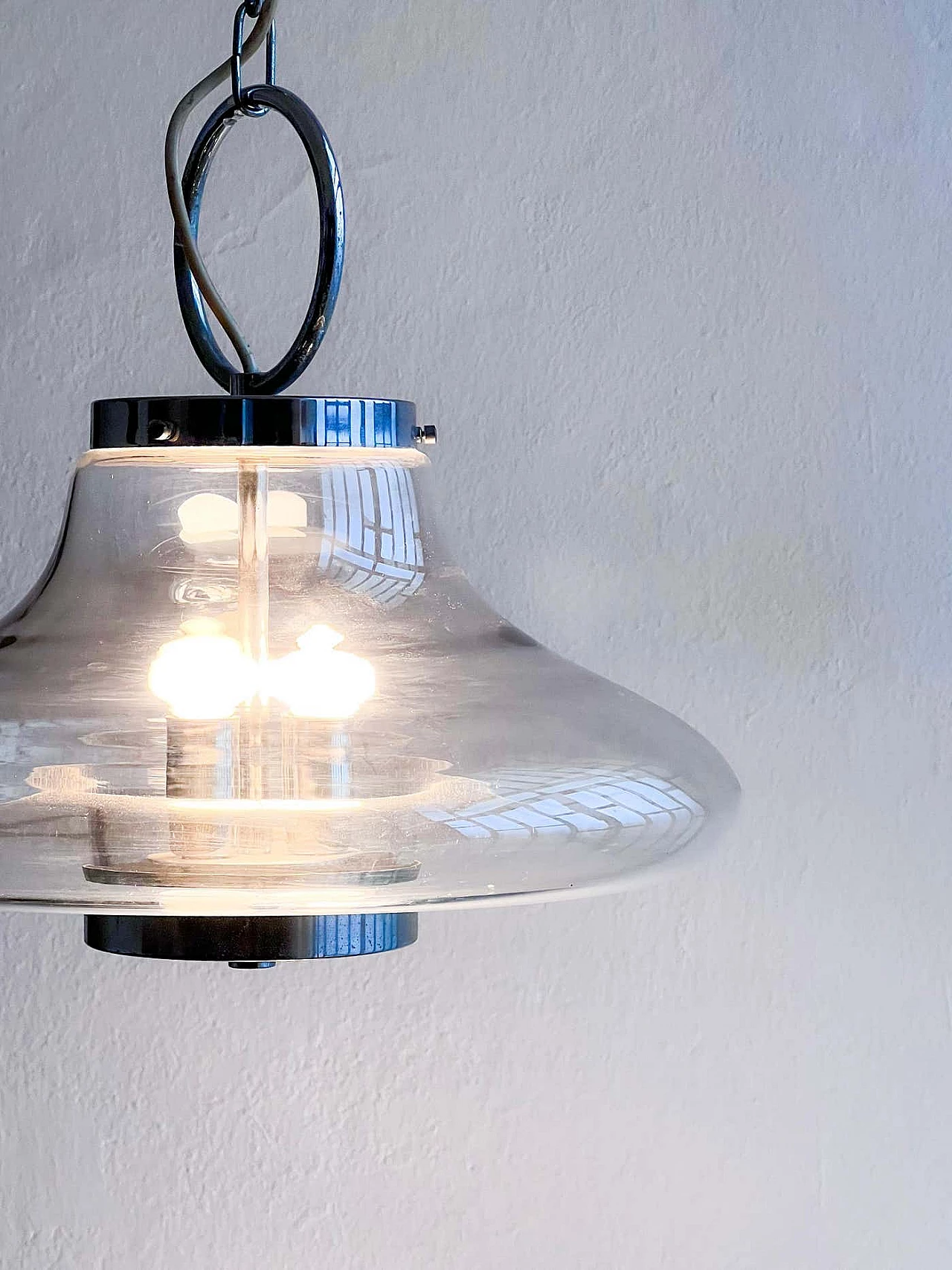 Lampadario Space Age in vetro in stile Mazzega, anni '70 2