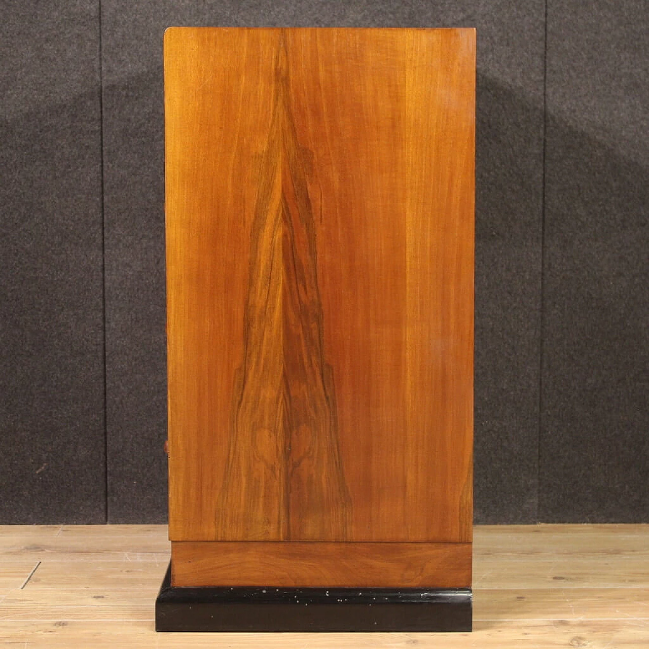 Art Deco walnut veneered and ebonized wood chest of drawers, 1960s 11