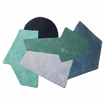 Multicolored wool geometric Abstraction rug, 2021