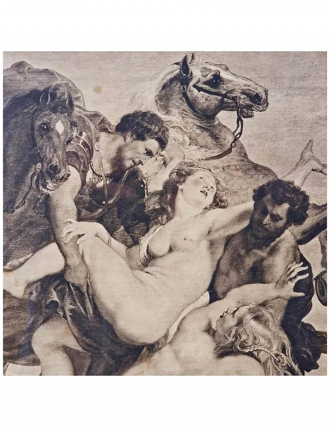Il ratto delle Leucippidi, incisione nello stile di Rubens, fine '800 2
