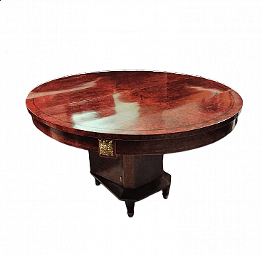 Tavolo francese in radica e bronzo con anta sulla base