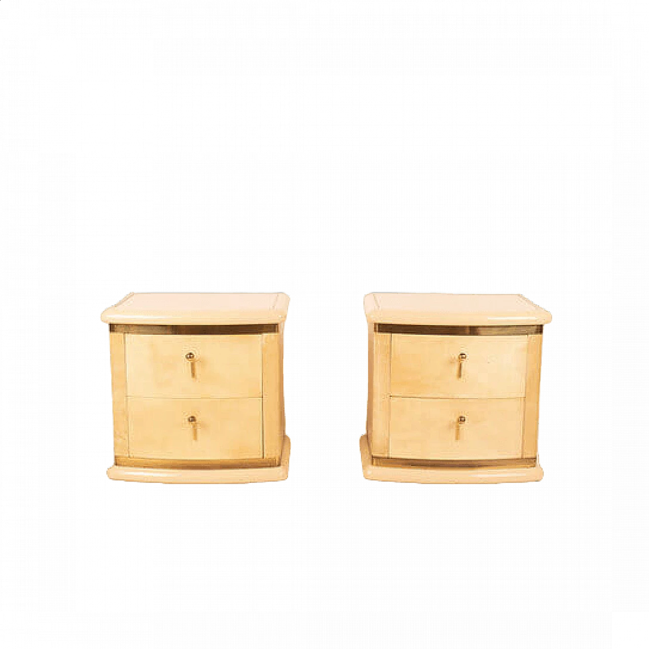 Pair of curved parchment bedside tables by Aldo Tura for Tura Milano, 1960s 13