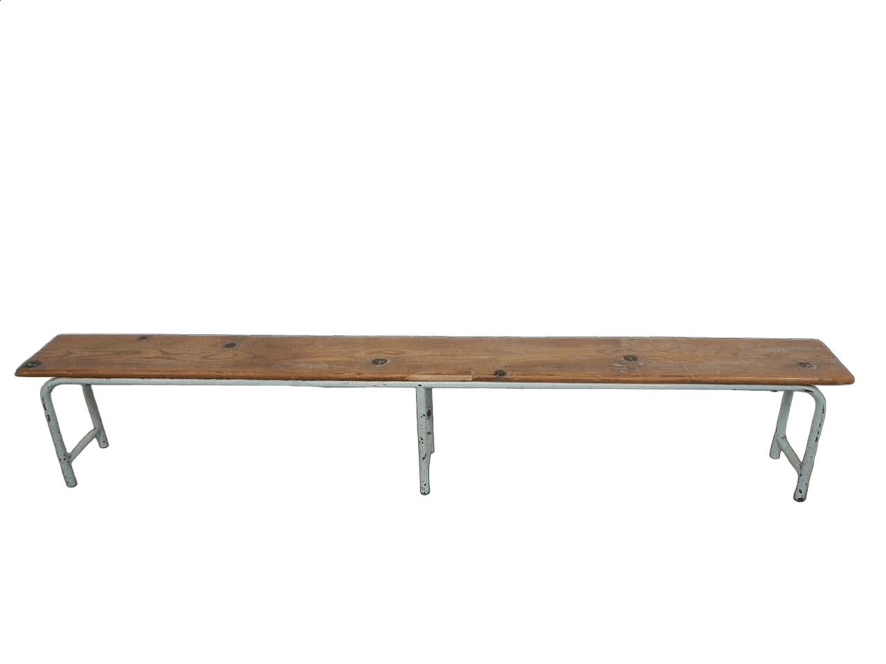 Iron and larch kindergarten bench, 1960s 10