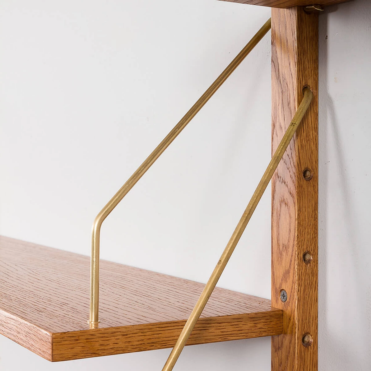 Recycled teak wall cabinet with display shelf in the style of Poul Cadovius, 1960s 7