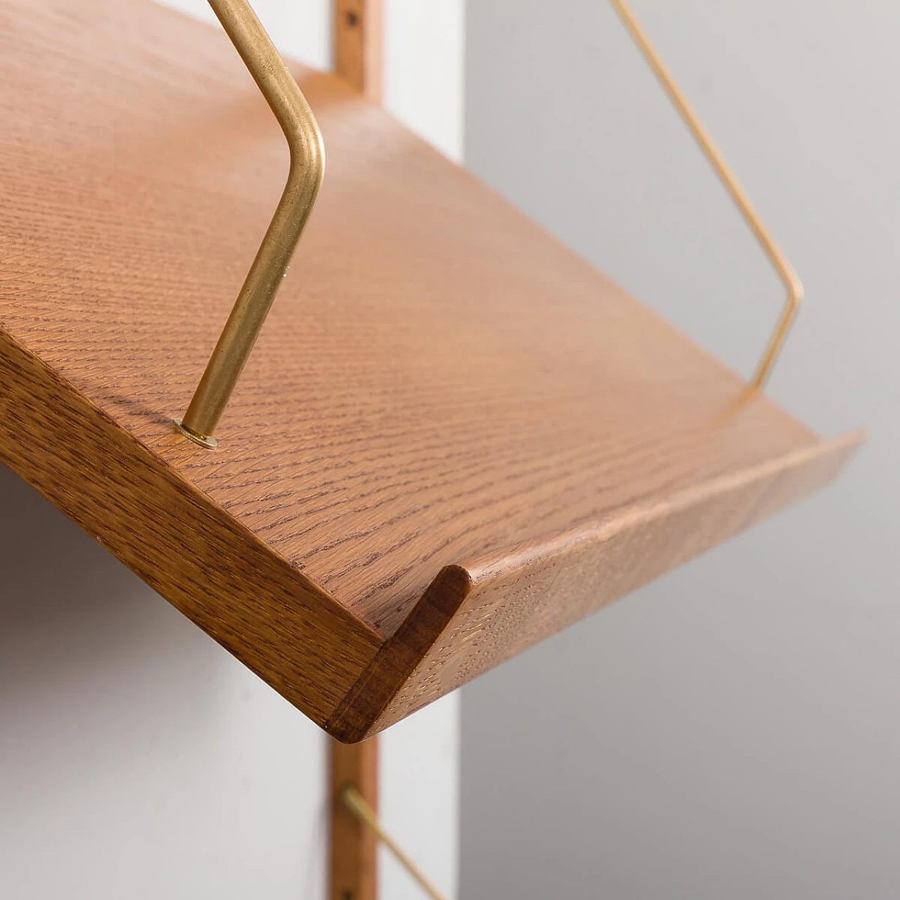 Recycled teak wall cabinet with display shelf in the style of Poul Cadovius, 1960s 12