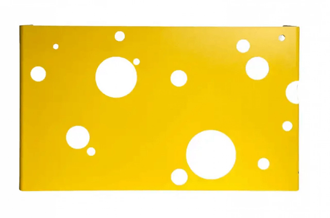 Scrivania in metallo giallo brillante con sgabello, anni 2000 1