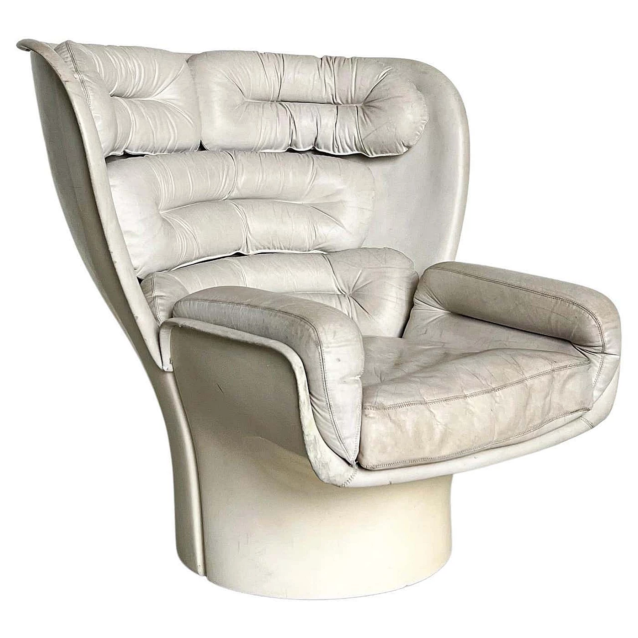 Elda white leather armchair by Joe Colombo for Comfort, 1960s 1