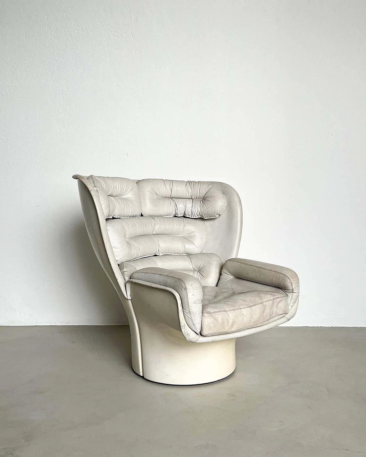 Elda white leather armchair by Joe Colombo for Comfort, 1960s 2