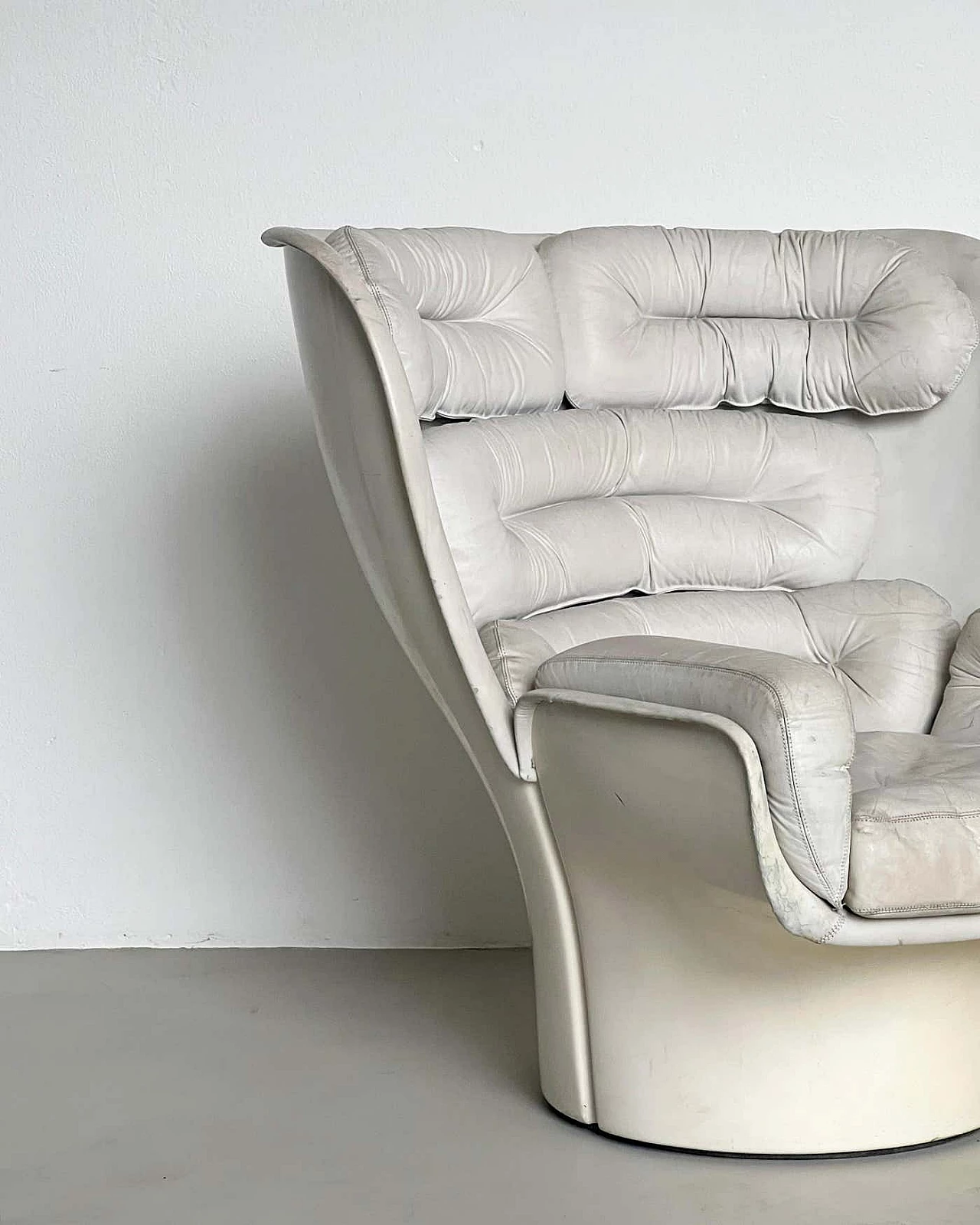 Elda white leather armchair by Joe Colombo for Comfort, 1960s 3