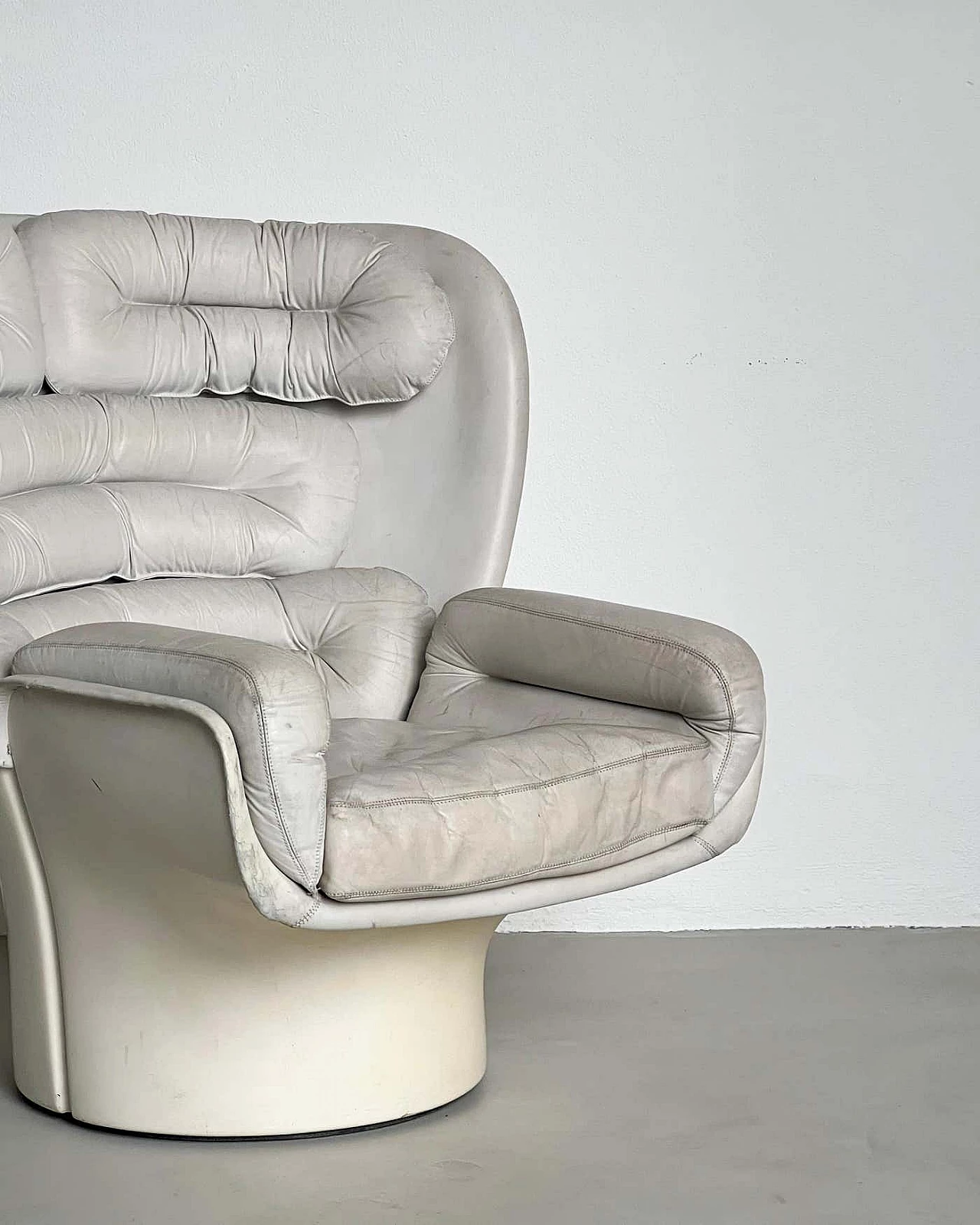Elda white leather armchair by Joe Colombo for Comfort, 1960s 4