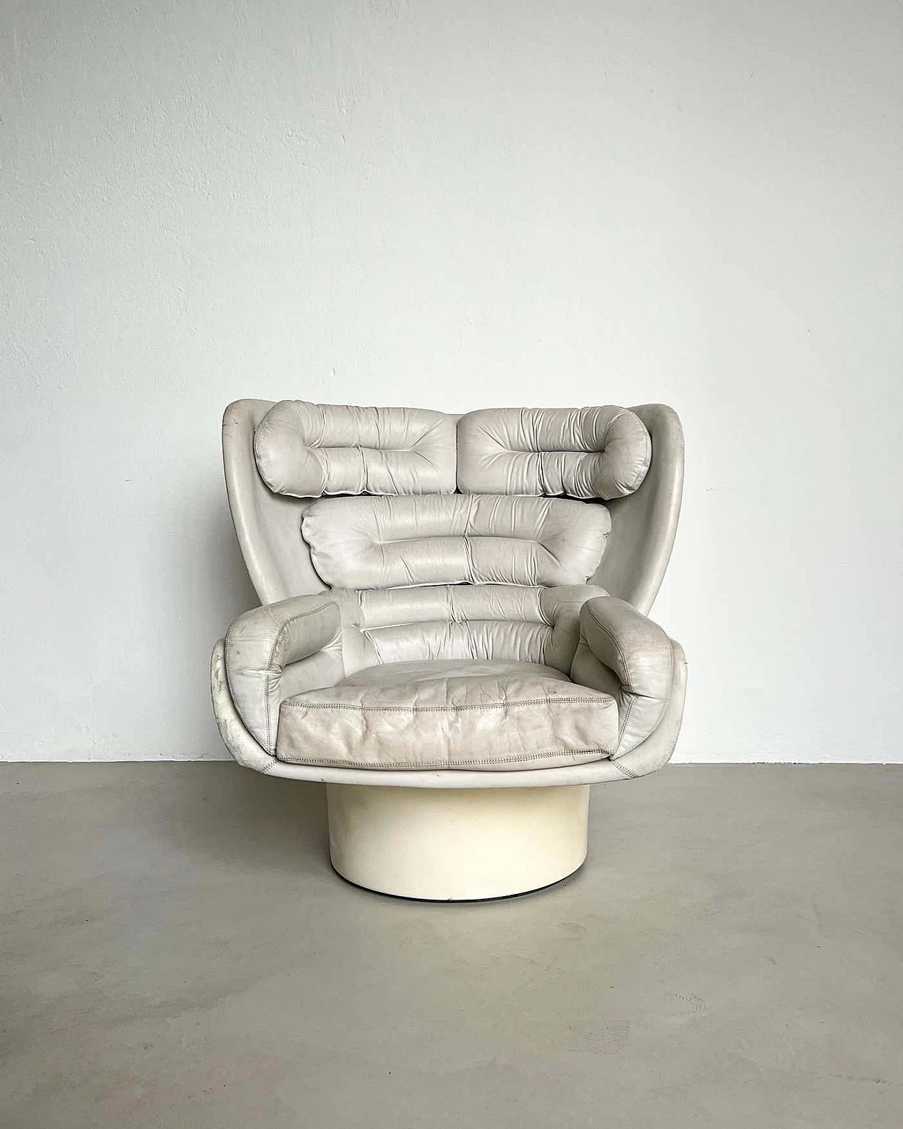 Elda white leather armchair by Joe Colombo for Comfort, 1960s 5