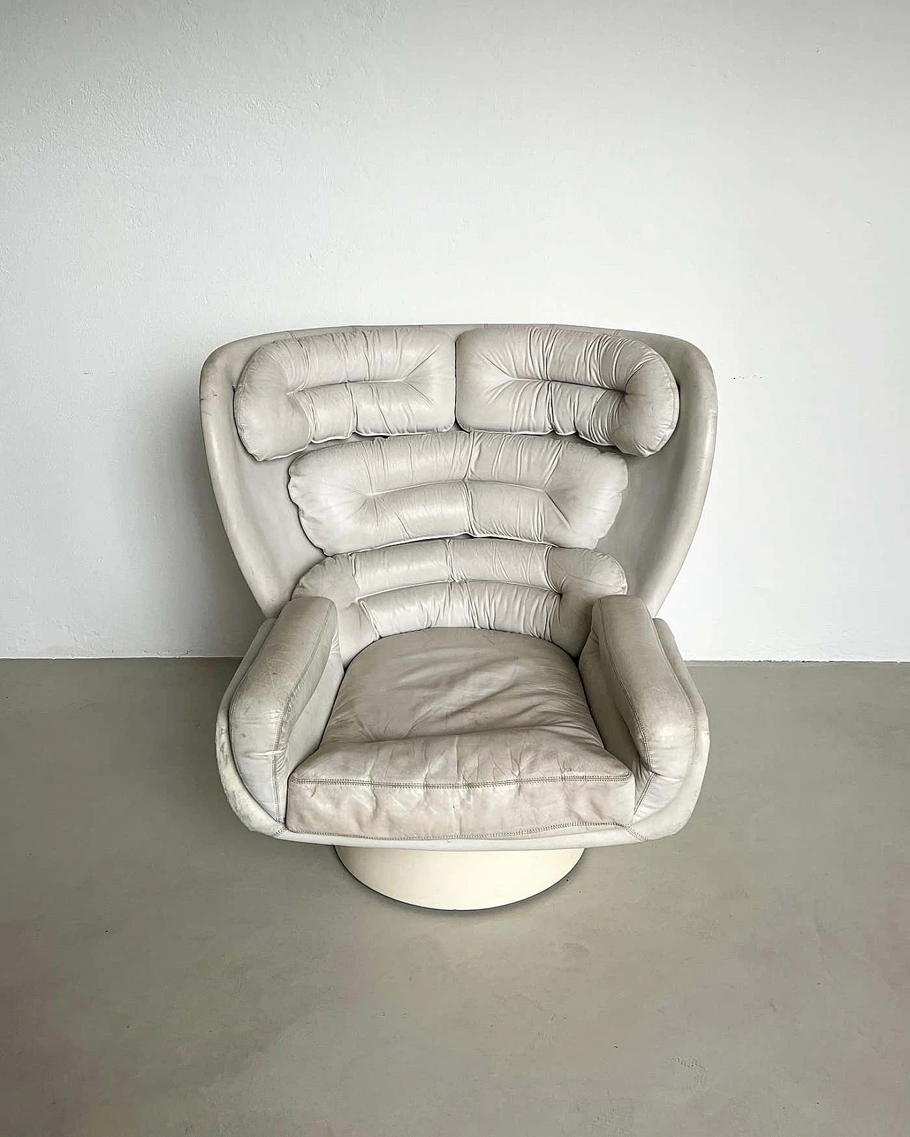 Elda white leather armchair by Joe Colombo for Comfort, 1960s 6