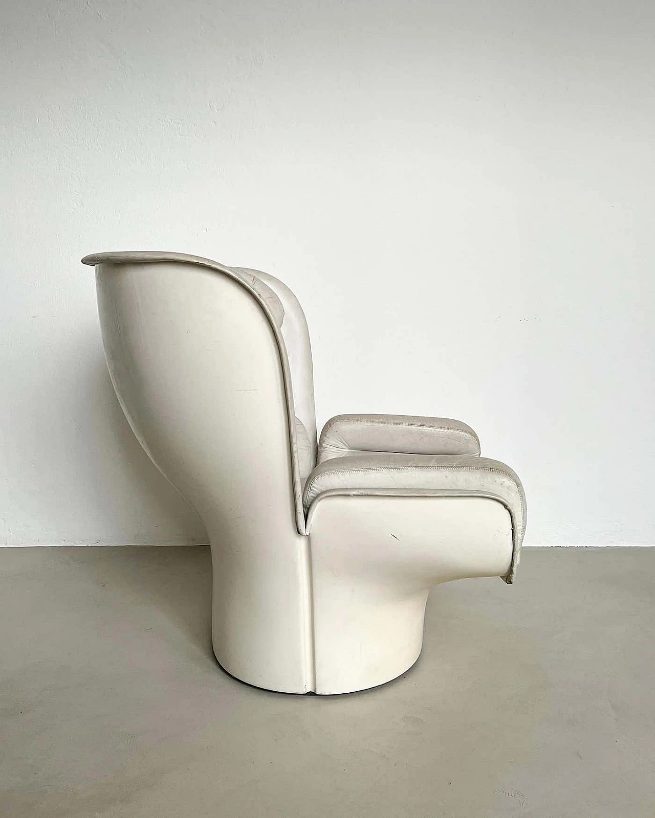 Elda white leather armchair by Joe Colombo for Comfort, 1960s 7