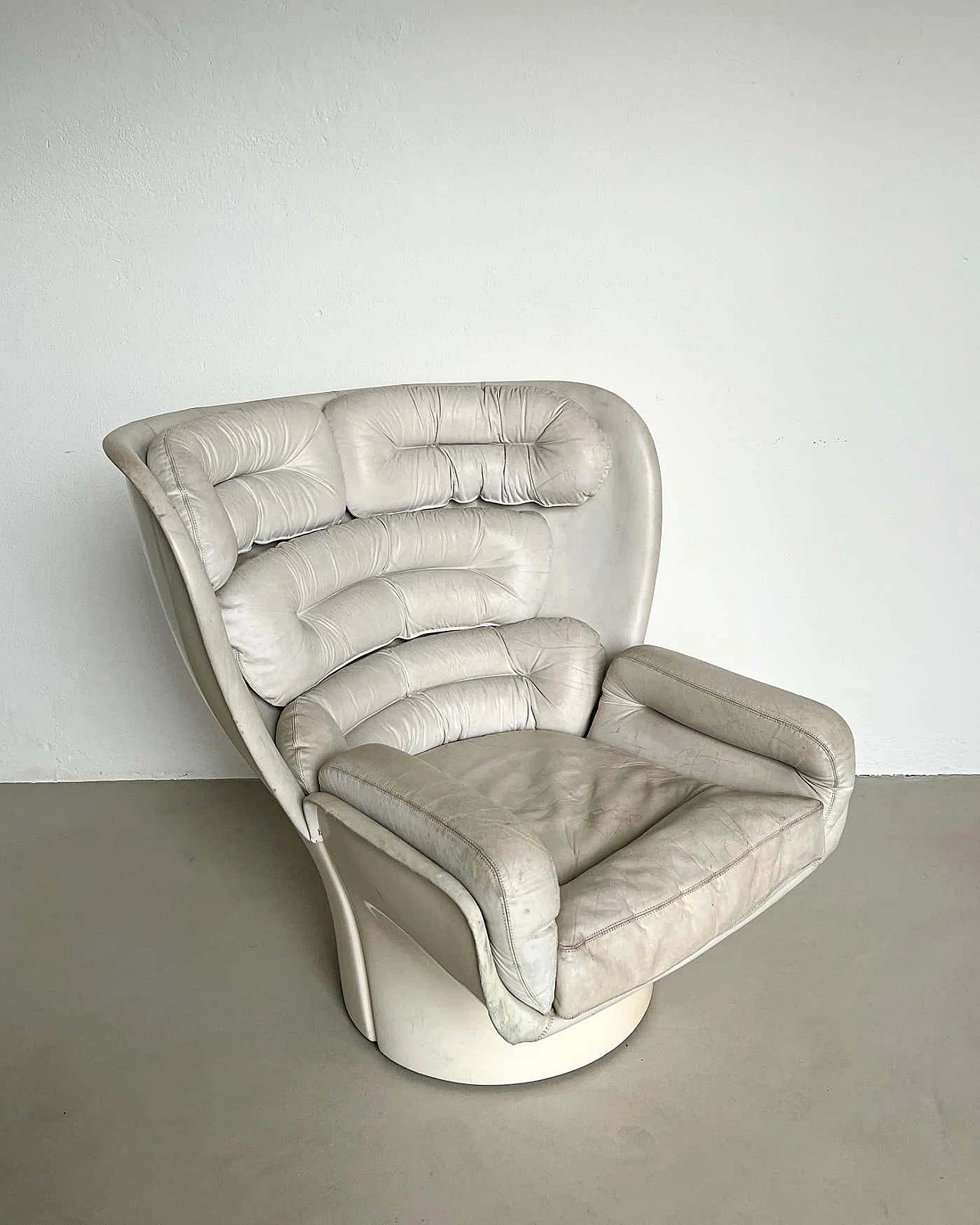 Elda white leather armchair by Joe Colombo for Comfort, 1960s 10