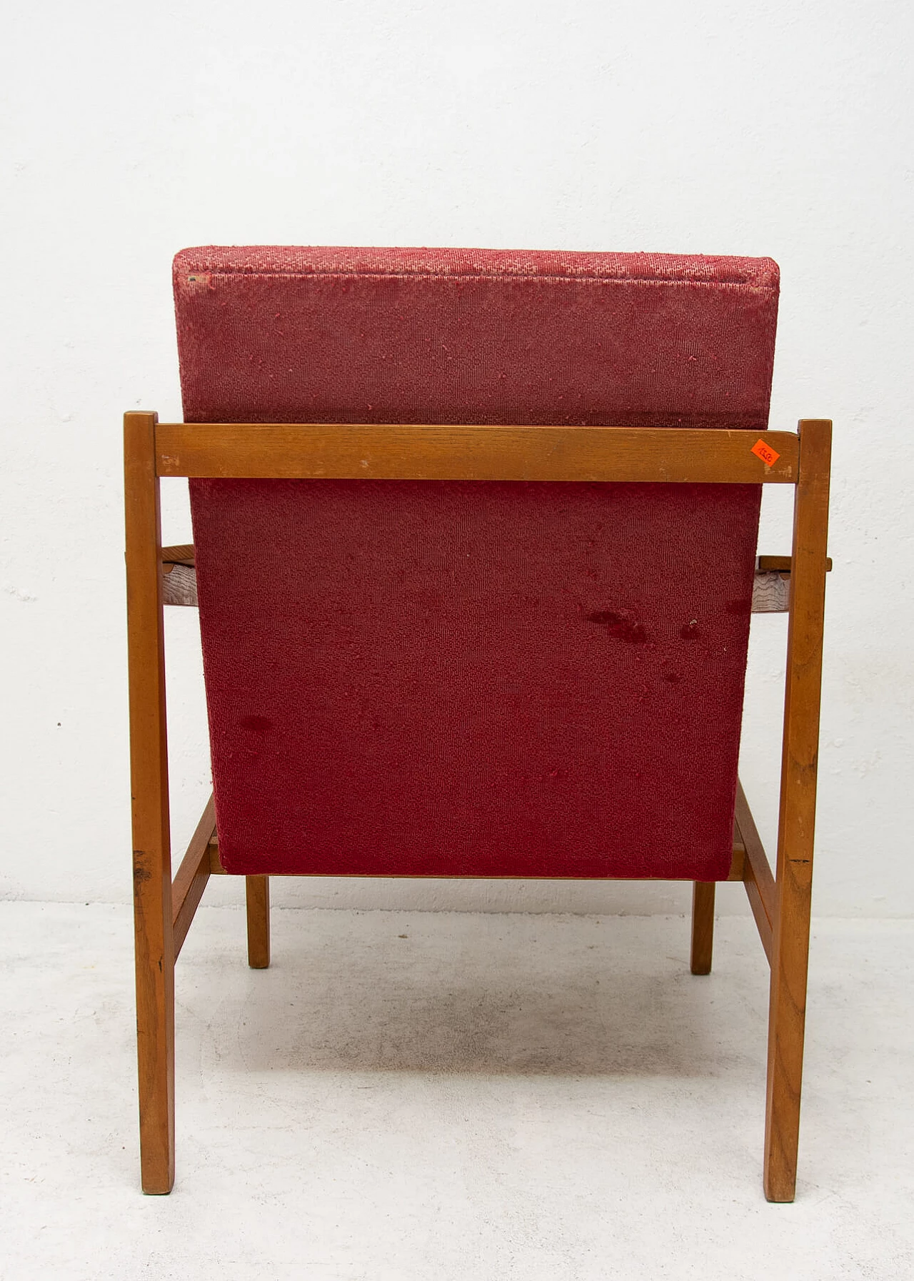 Pair of Scandinavian style beech and fabric armchairs, 1960s 13