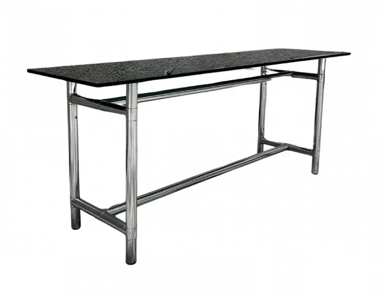 Solid steel and glass console table, 1980s 1