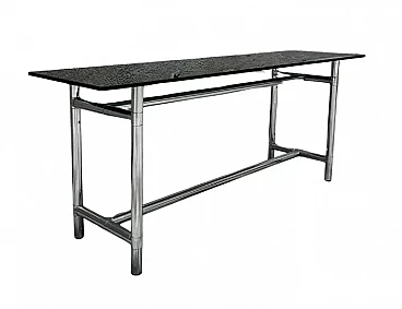 Solid steel and glass console table, 1980s