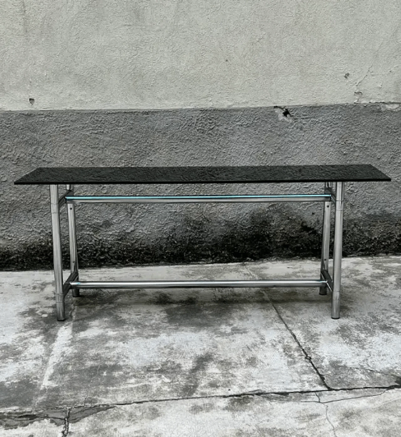 Solid steel and glass console table, 1980s 2