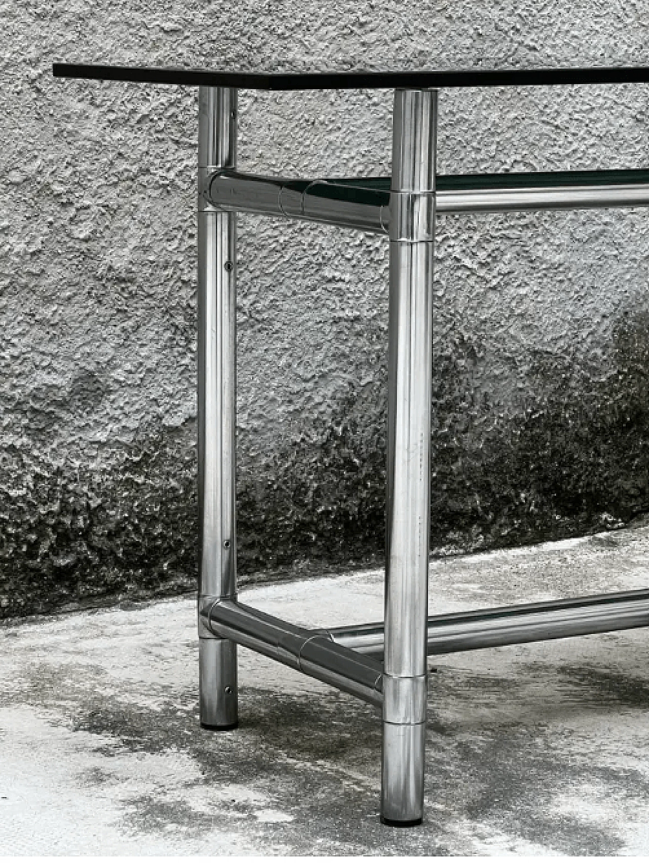 Solid steel and glass console table, 1980s 6