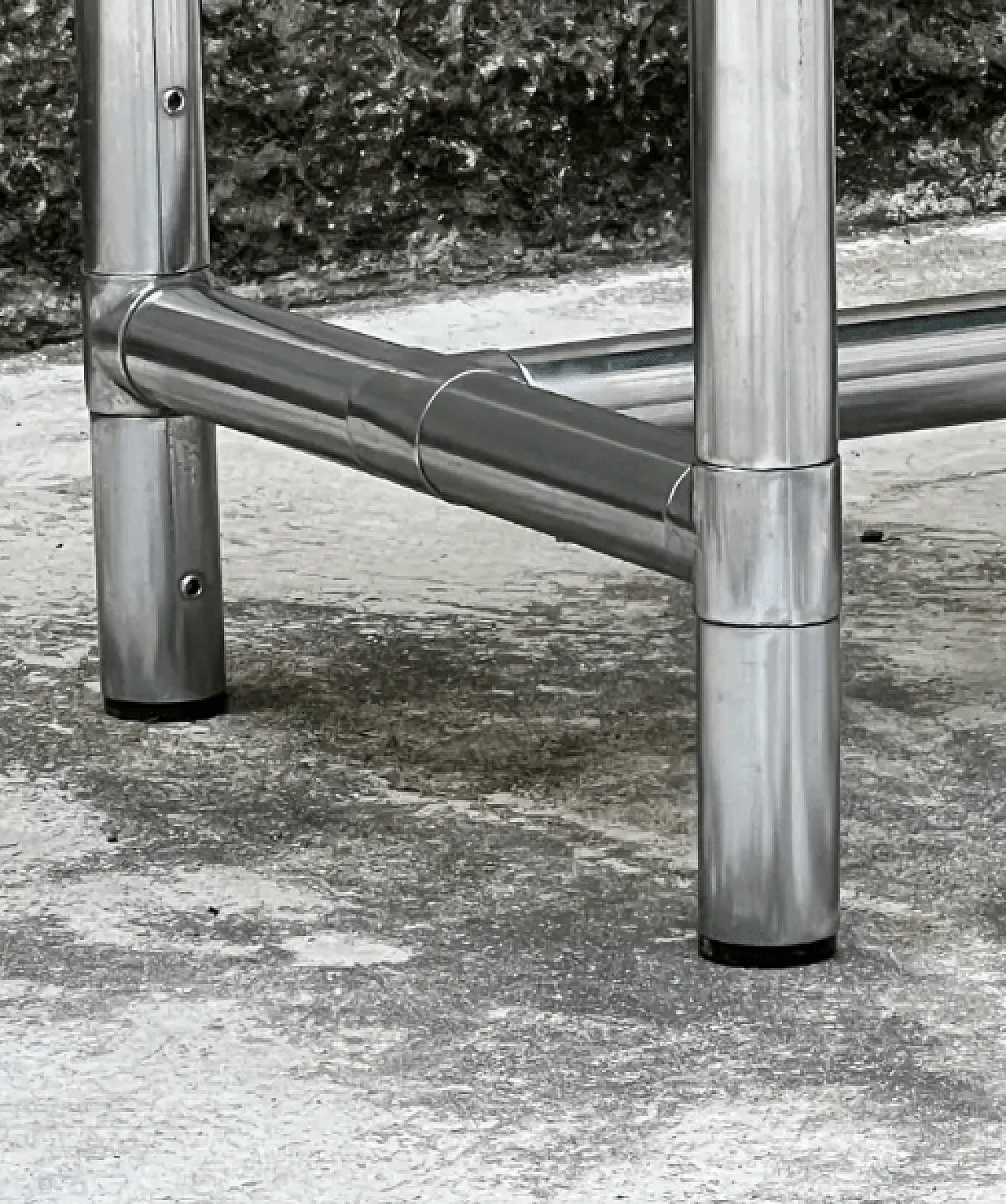 Solid steel and glass console table, 1980s 8