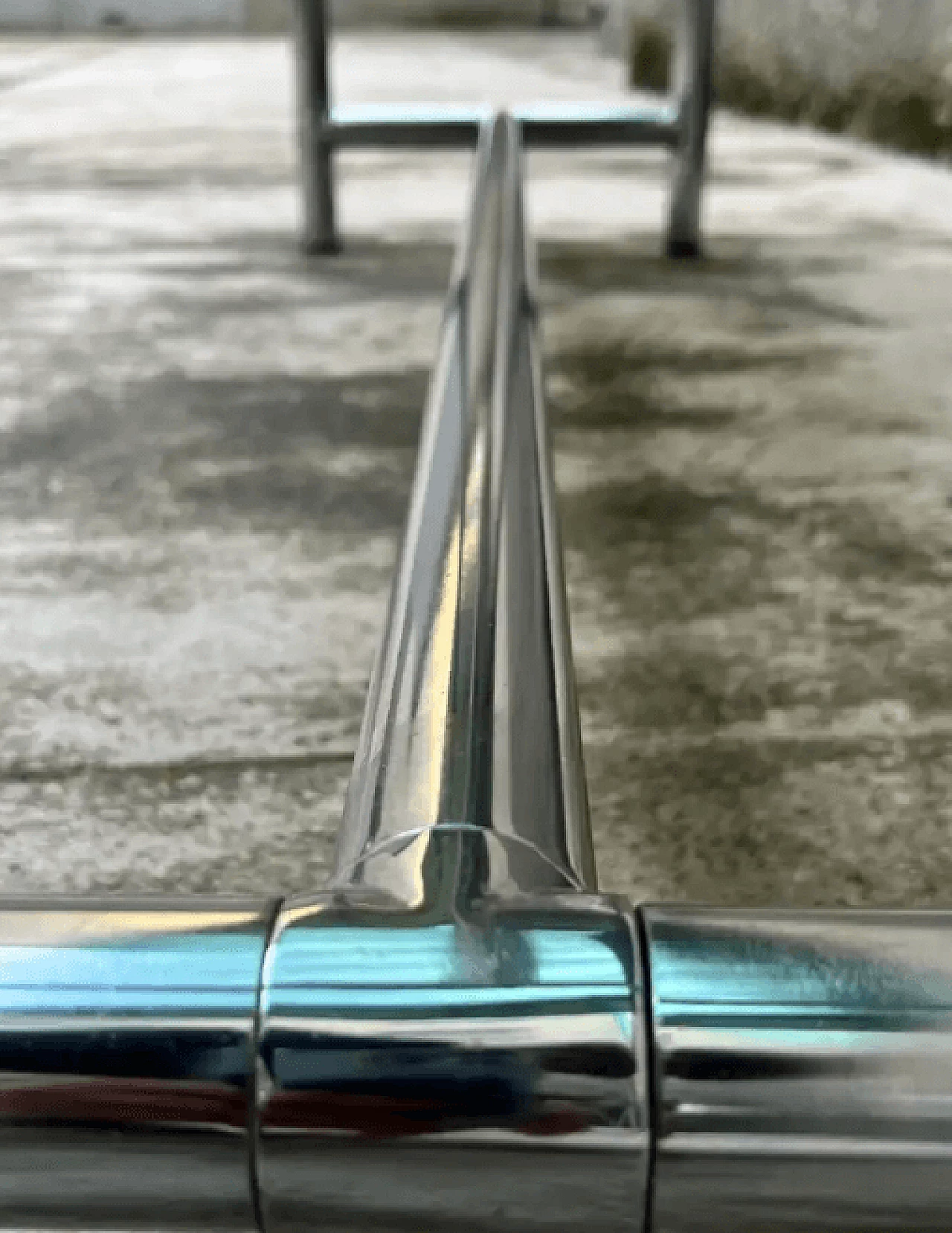 Solid steel and glass console table, 1980s 9