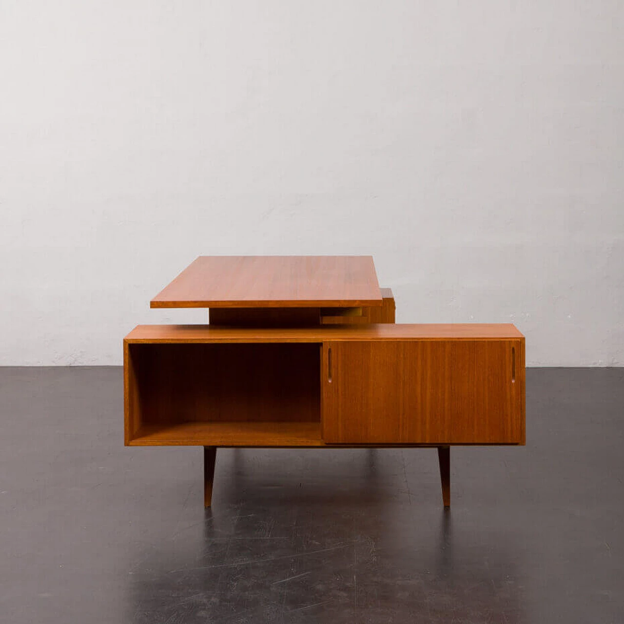 L-shaped teak desk with sideboard in Arne Vodder style, 1970s 9