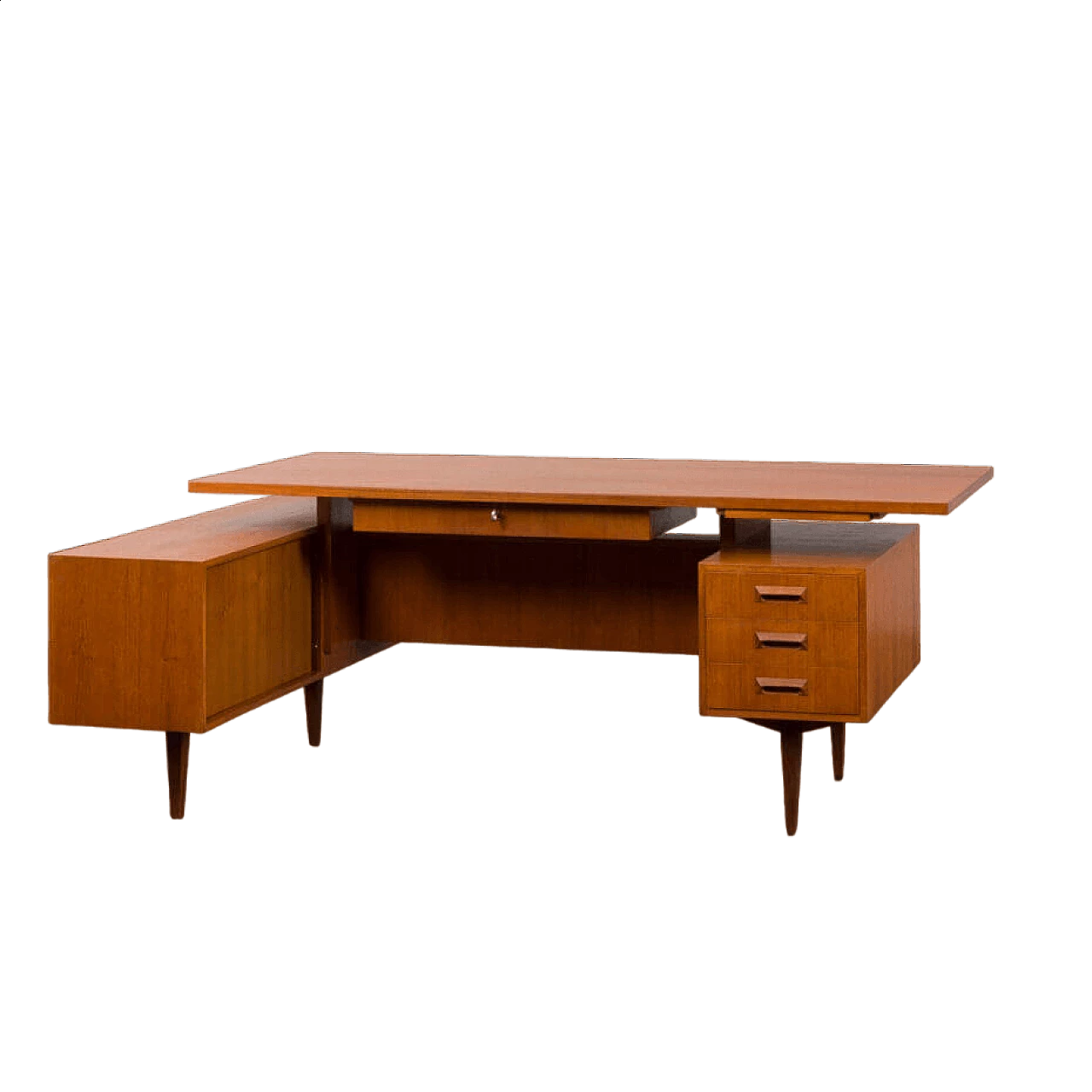 Scrivania a L in teak con credenza in stile Arne Vodder, anni '70 31