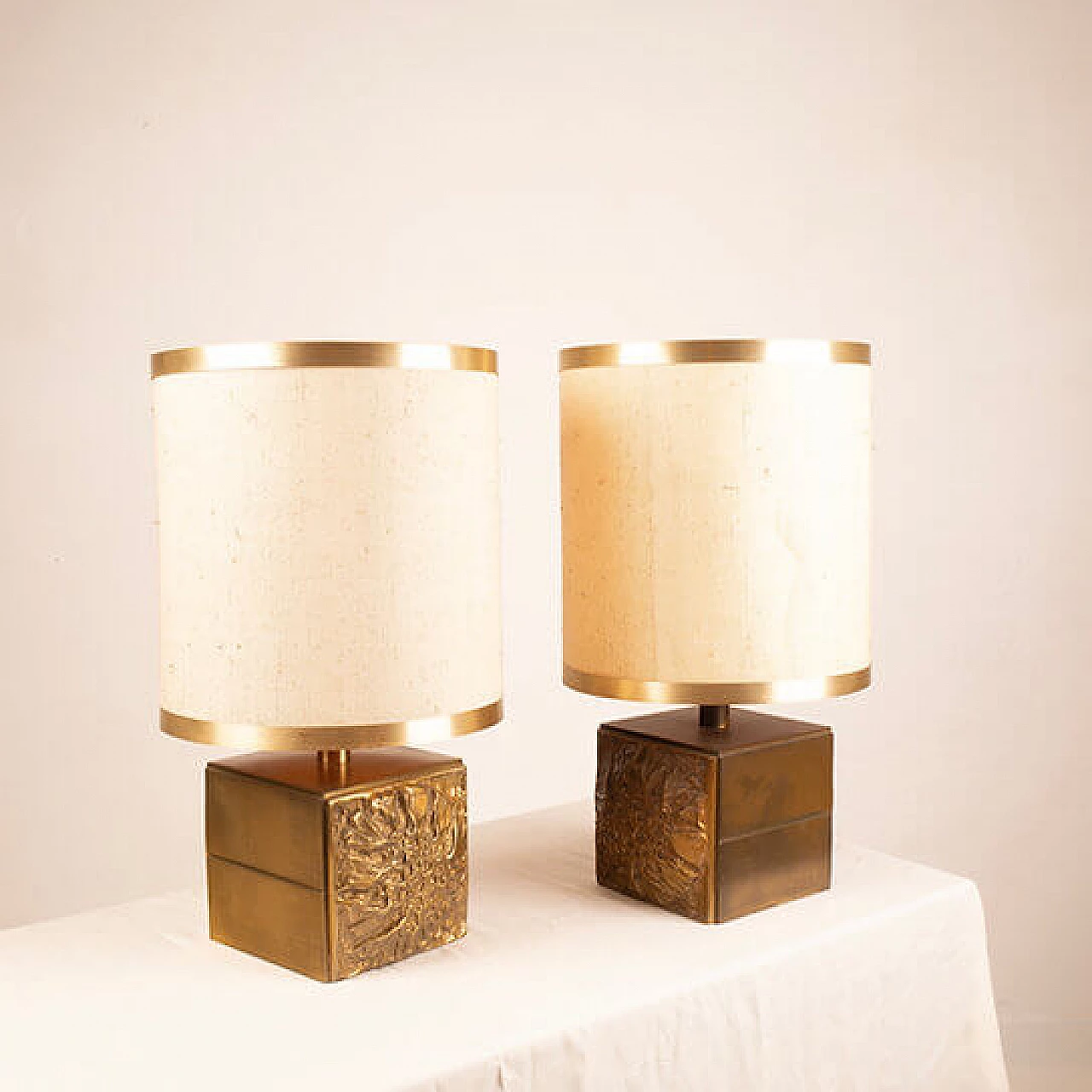 Pair of Brutalist Lamps by Luciano Frigerio for Frigerio di Desio, 1970s 1