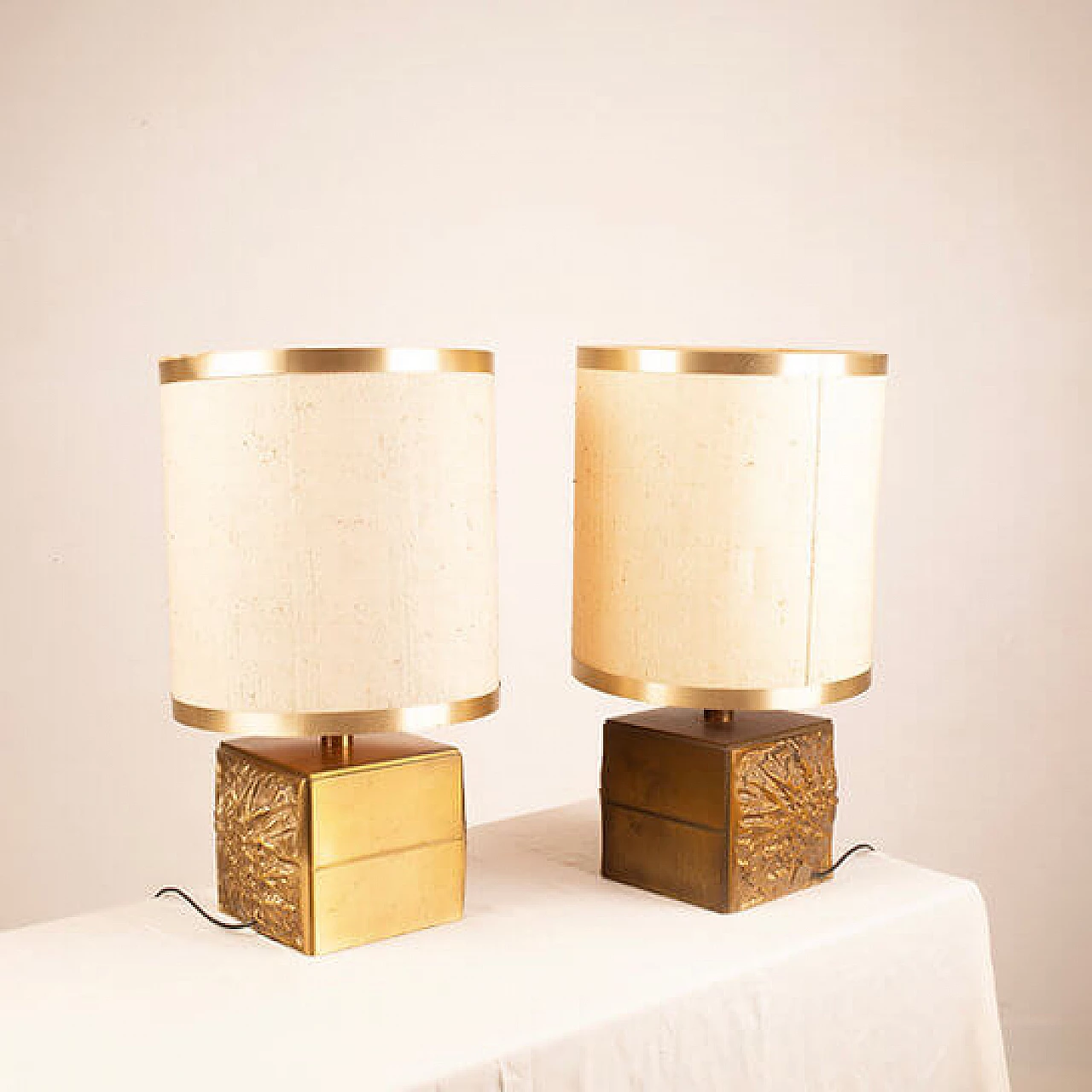 Pair of Brutalist Lamps by Luciano Frigerio for Frigerio di Desio, 1970s 3