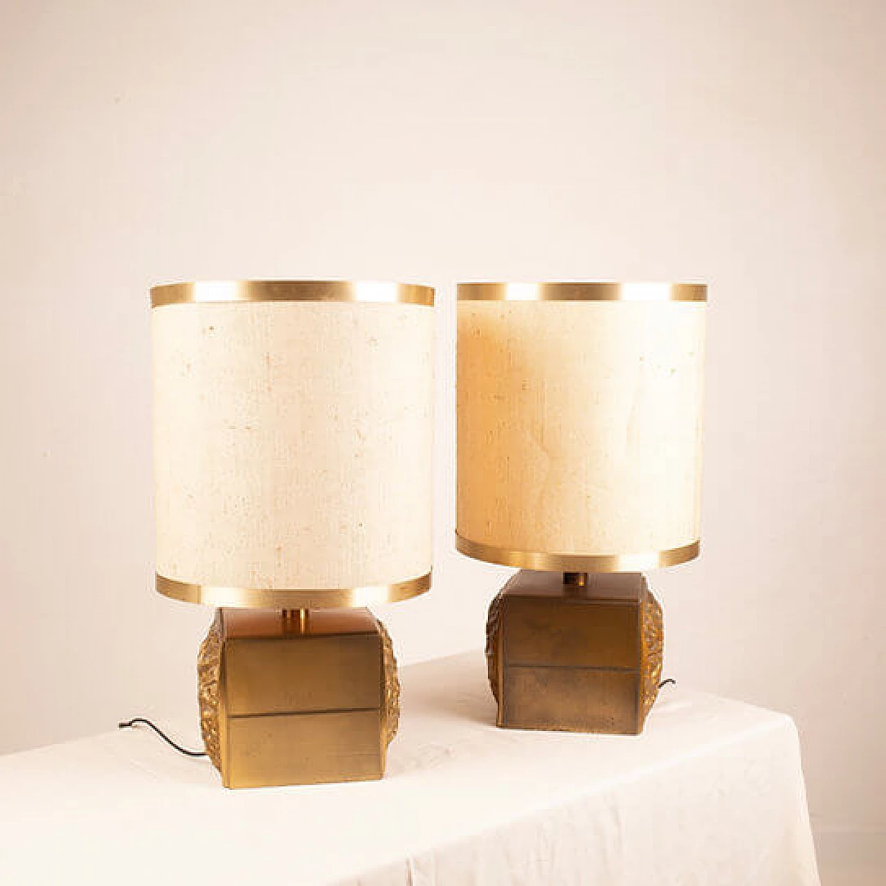 Pair of Brutalist Lamps by Luciano Frigerio for Frigerio di Desio, 1970s 10