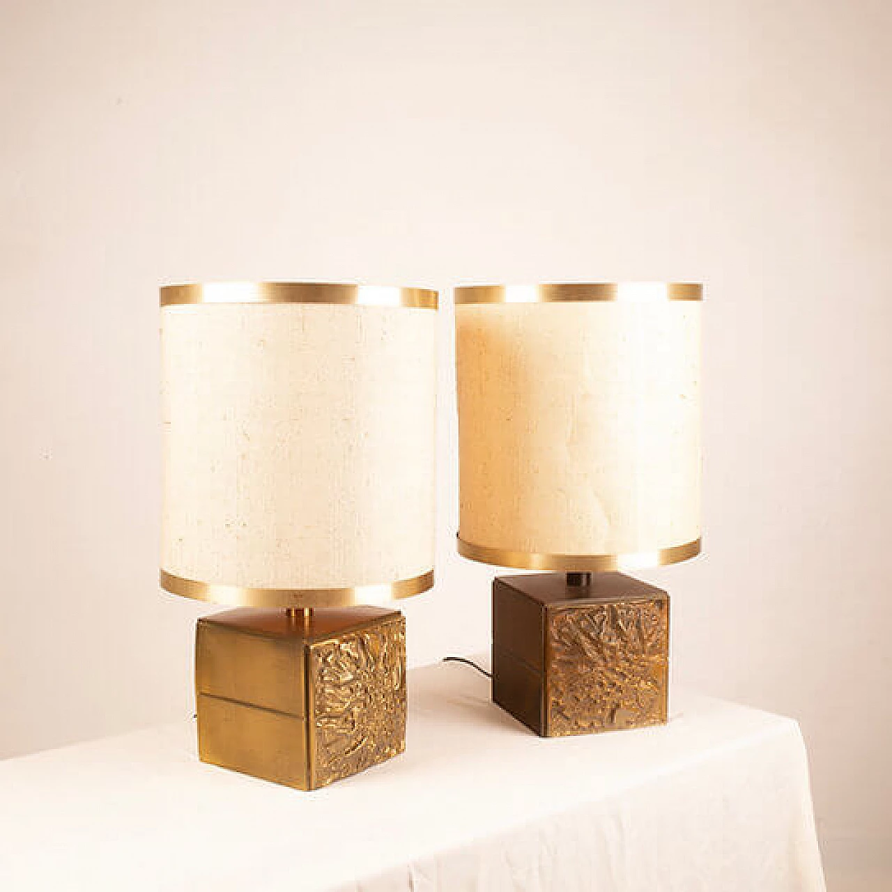 Pair of Brutalist Lamps by Luciano Frigerio for Frigerio di Desio, 1970s 12