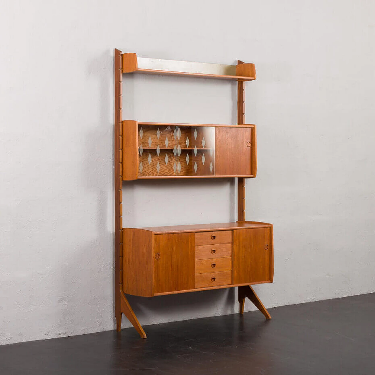 Libreria Ergo in teak con credenza e vetrina di John Texmon, anni '60 3