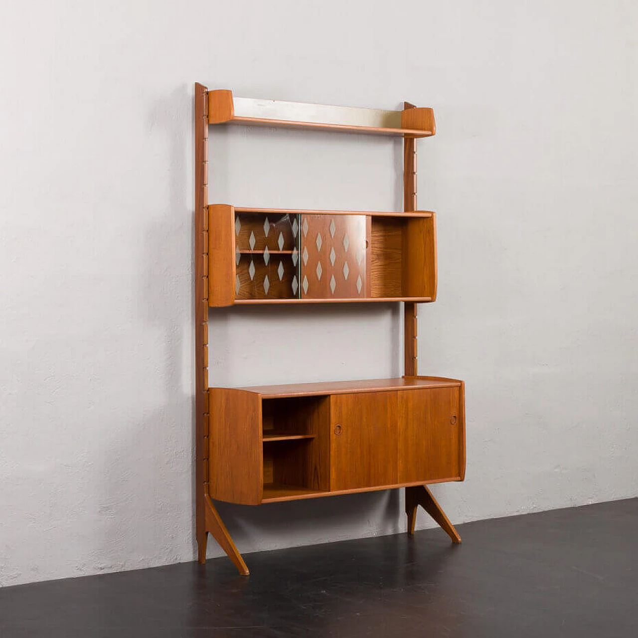 Libreria Ergo in teak con credenza e vetrina di John Texmon, anni '60 4