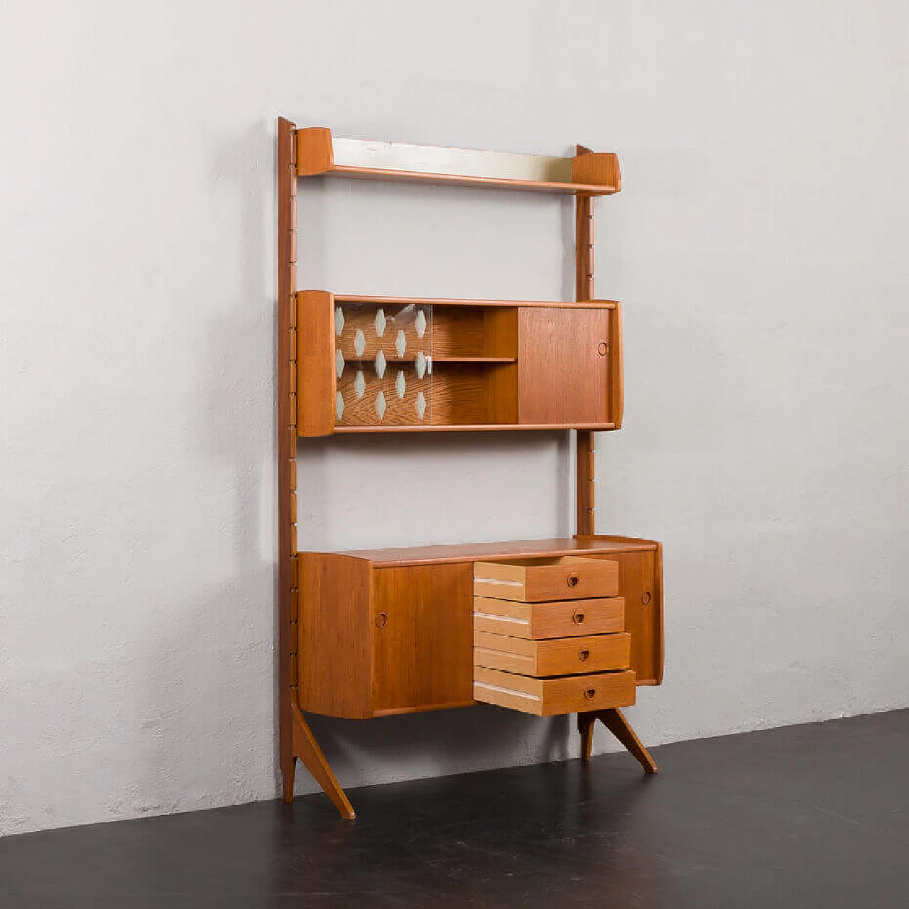 Libreria Ergo in teak con credenza e vetrina di John Texmon, anni '60 6