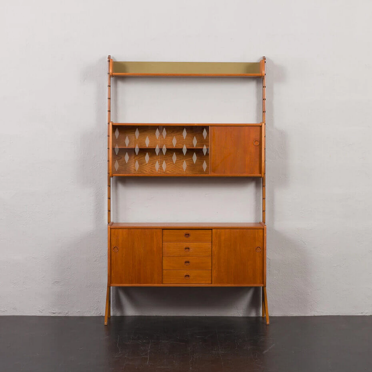 Libreria Ergo in teak con credenza e vetrina di John Texmon, anni '60 10