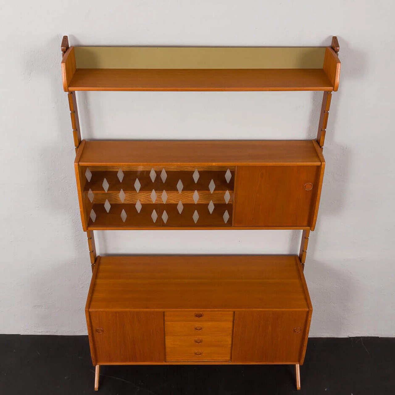 Libreria Ergo in teak con credenza e vetrina di John Texmon, anni '60 11