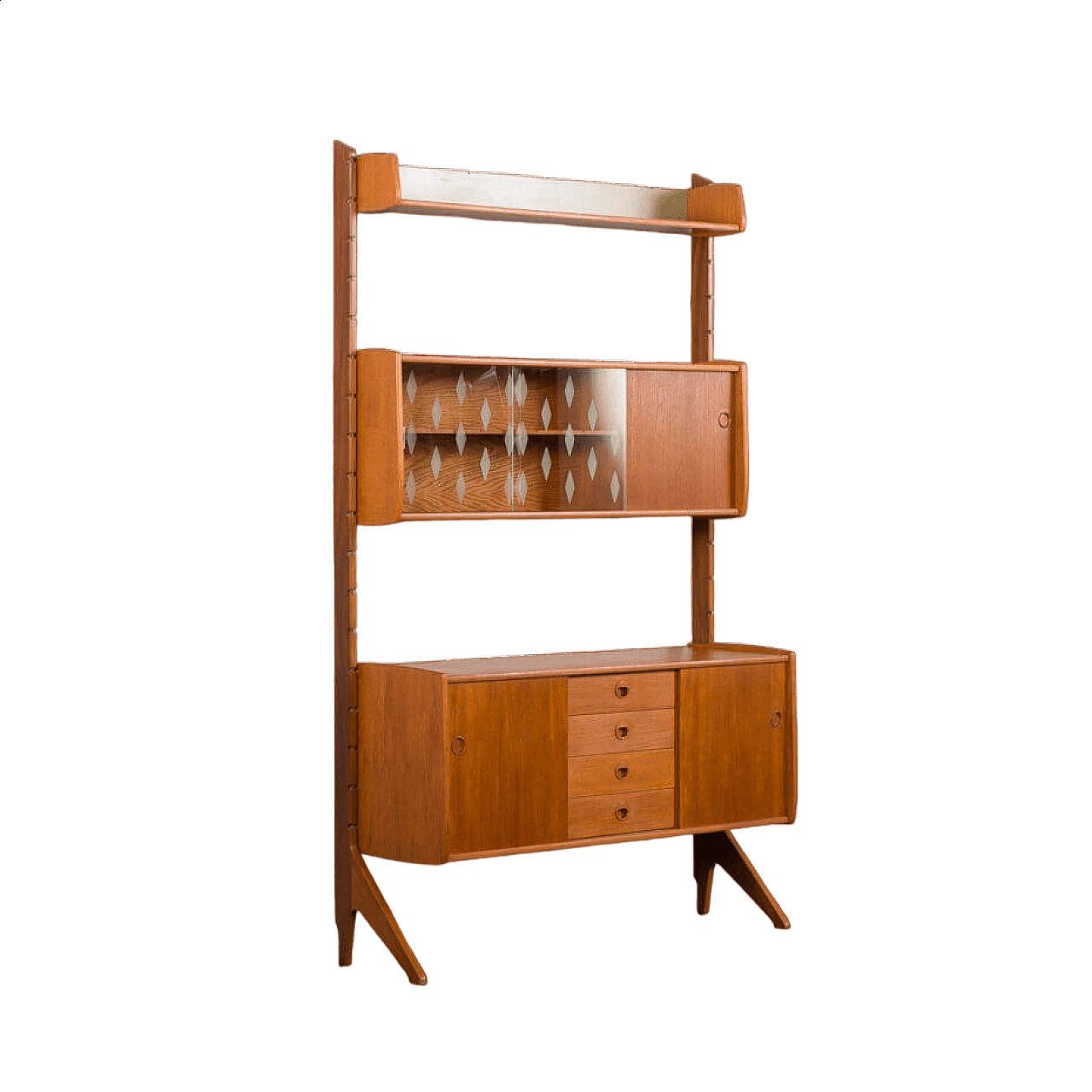 Libreria Ergo in teak con credenza e vetrina di John Texmon, anni '60 21